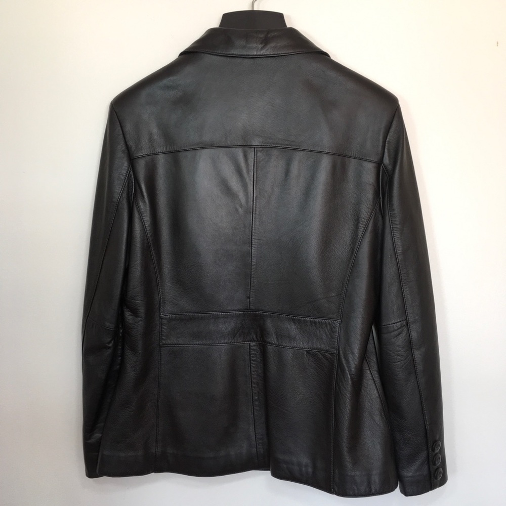 Wilsons Leather Black Button-Down Jacket Sizem Euc - image 2
